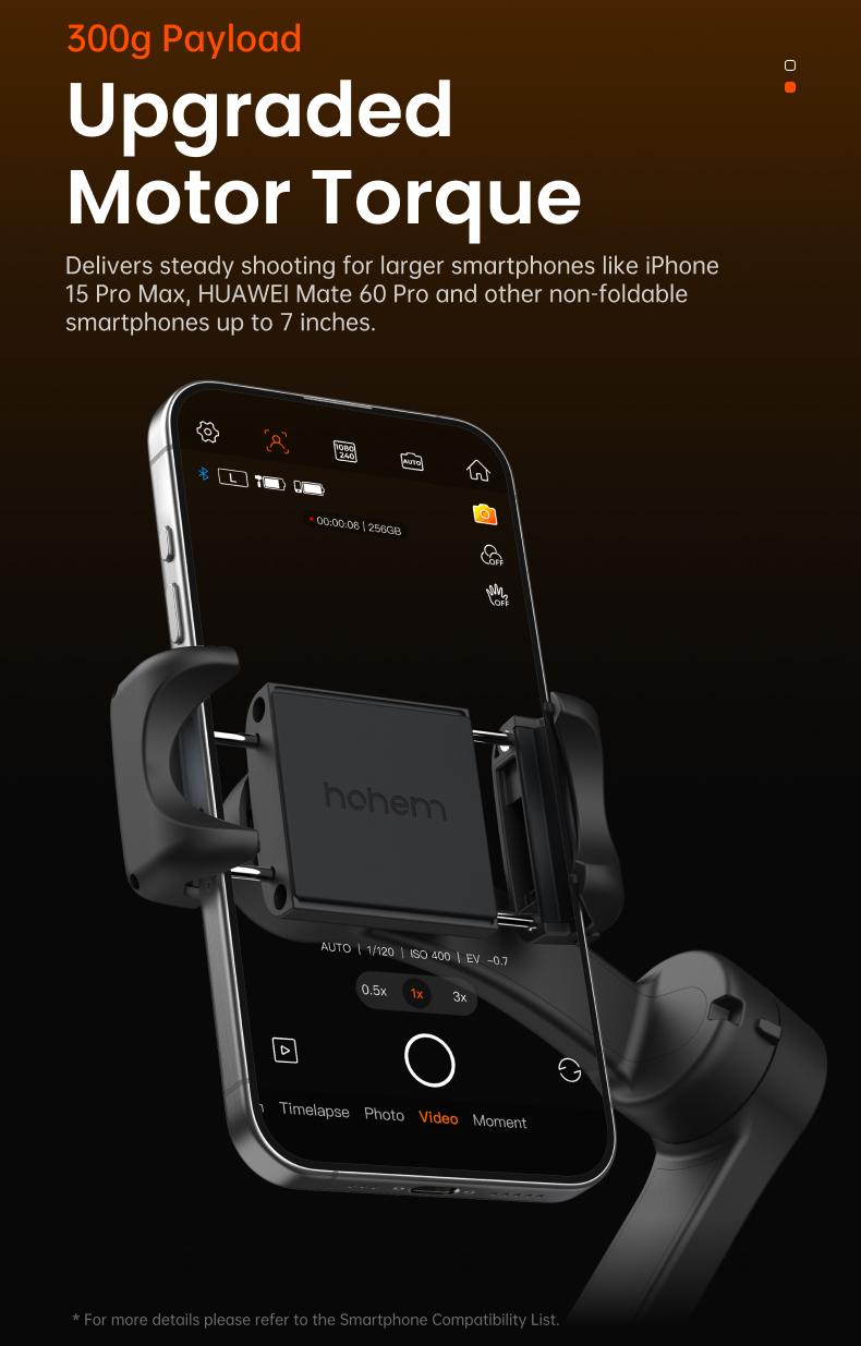 hohem iSteady X3 SE Gimbal Stabilizer for iPhone & Android, Smartphone Foldable Gimbal with Detachable Remote Control, Portable Foldable 3-Axis Phone Gimbal for Android & iPhone17 series, Ideal for Travel Vlogging