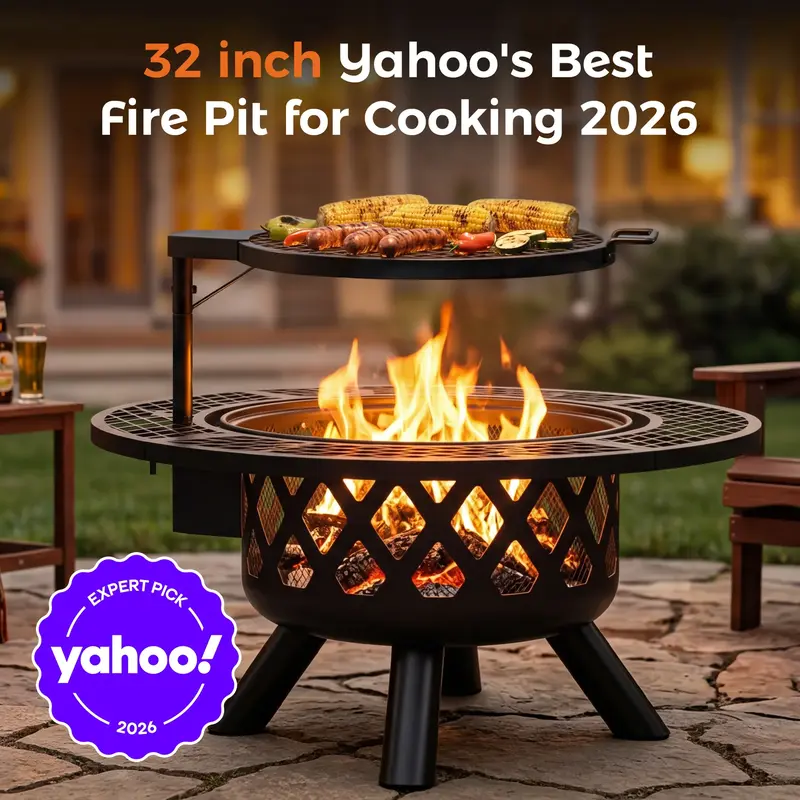 2-in-1 Wood Burning Fire Pit with Removable Cooking Grill