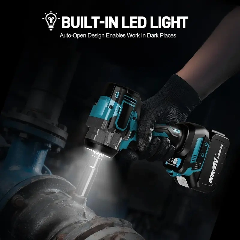 Lightweight 3.66lbs Cordless Brushless Impact Wrench, 700Nm Max Torque with Dual 4.0Ah Batteries, LED Work Light & Complete Storage Toolbox for Auto & Home Repair