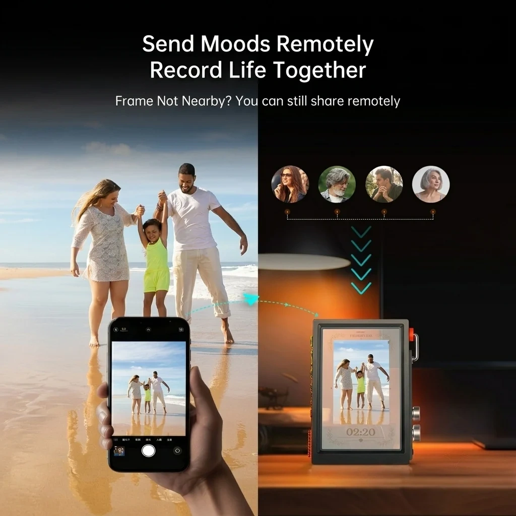 Transparent Smart Desk Display, Photo & Video Sharing, RGB Light for Desk Setup, Digital Photo Frame, WFH Work Photo Frame Functionality