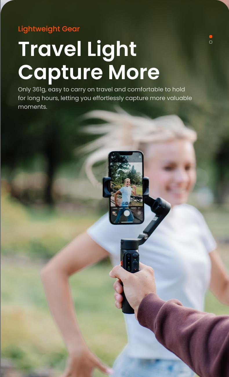 hohem iSteady X3 SE Gimbal Stabilizer for iPhone & Android, Smartphone Foldable Gimbal with Detachable Remote Control, Portable Foldable 3-Axis Phone Gimbal for Android & iPhone17 series, Ideal for Travel Vlogging