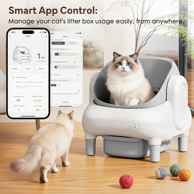 Open-Top Automatic Smart Self-Cleaning Litter Box for Multi-Cat Homes | WiFi APP Control, Odor Isolation, Dual Safety Protection, 10.5L Sealed Waste Bin