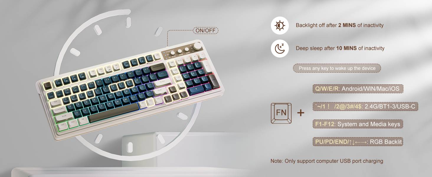 [Restock]AULA S99 Key Keyboard, Tri-Mode Bluetooth/2.4GHz/USB-C Cute Creamy Gaming Keyboard with Number Pad RGB Backlit, Media Knob Custom for MAC Xbox PC Gamer Valentine's Day gift S99 Keyboard Fixed Keycaps & Switches (Non-Replaceable)
