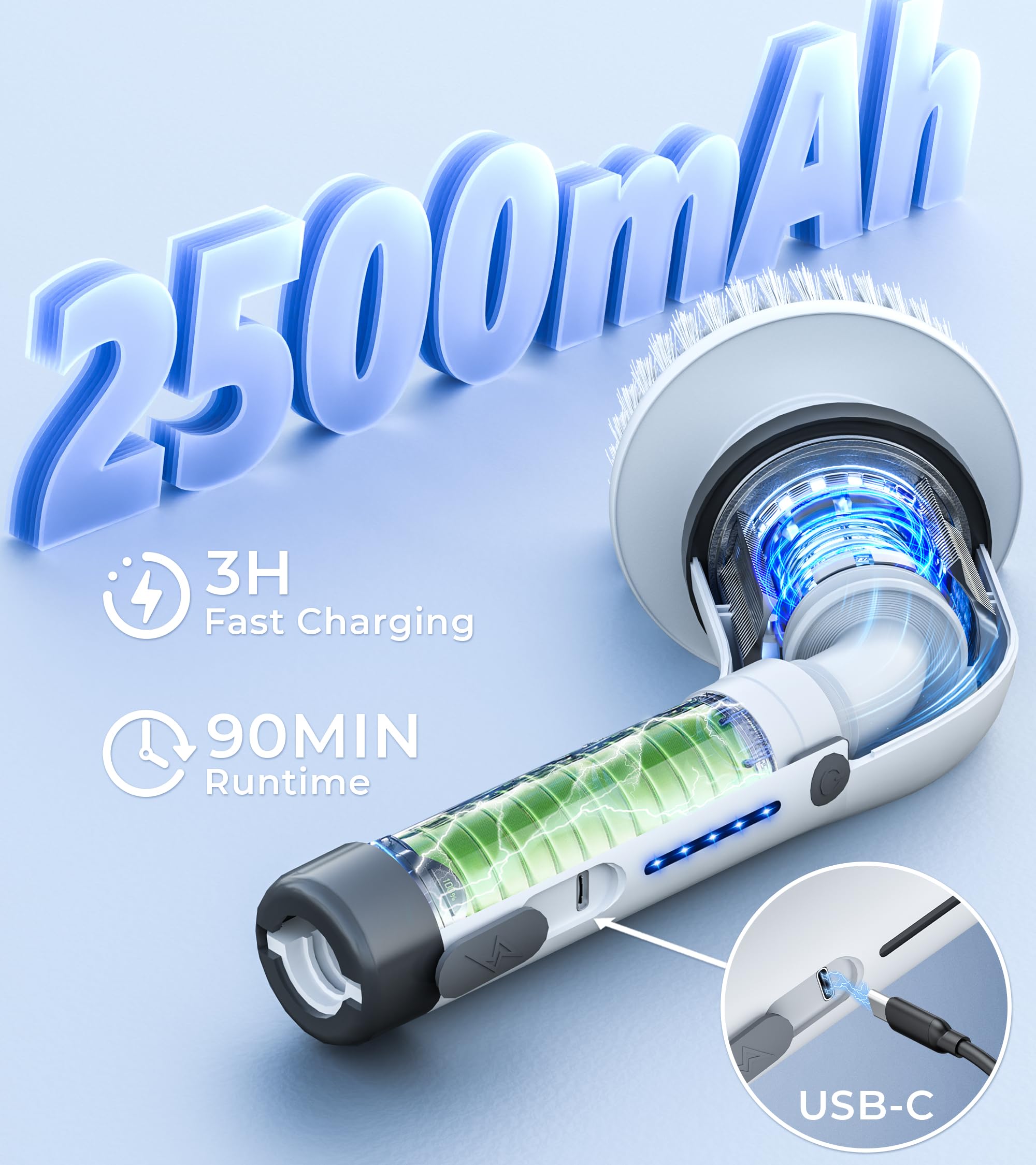 Electric Spin Scrubber Cordless Shower Cleaner with 8 Replaceable Brush Heads,3-Length Extendable Handle,Dual Speed,IPX7 Waterproof LED Display Cleaning Tool for Bathroom,Kitchen,Tub,Tile,Car & More,Cleaning Set,DealsForYouDays