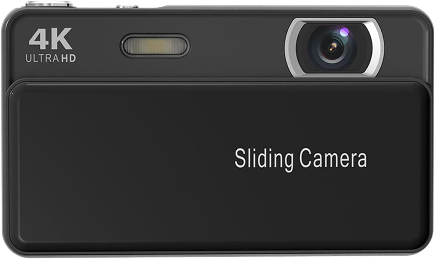 Digital Camera, 64MP HD Autofocus 4K Retro Sliding Camera, 16X Digital Zoom CCD Cameras with 2.8 Inch Screen for Teens Adult Beginner (Silver)