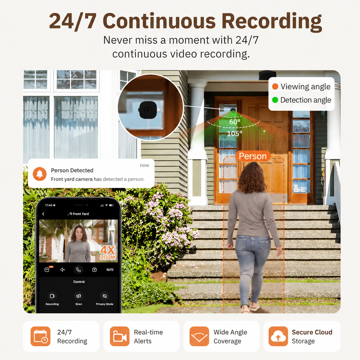 3MP 2K Indoor Security Cam: 2.4/5GHz WiFi, ChromaxAl Night Vision, Person Detection & 24/7 Recording