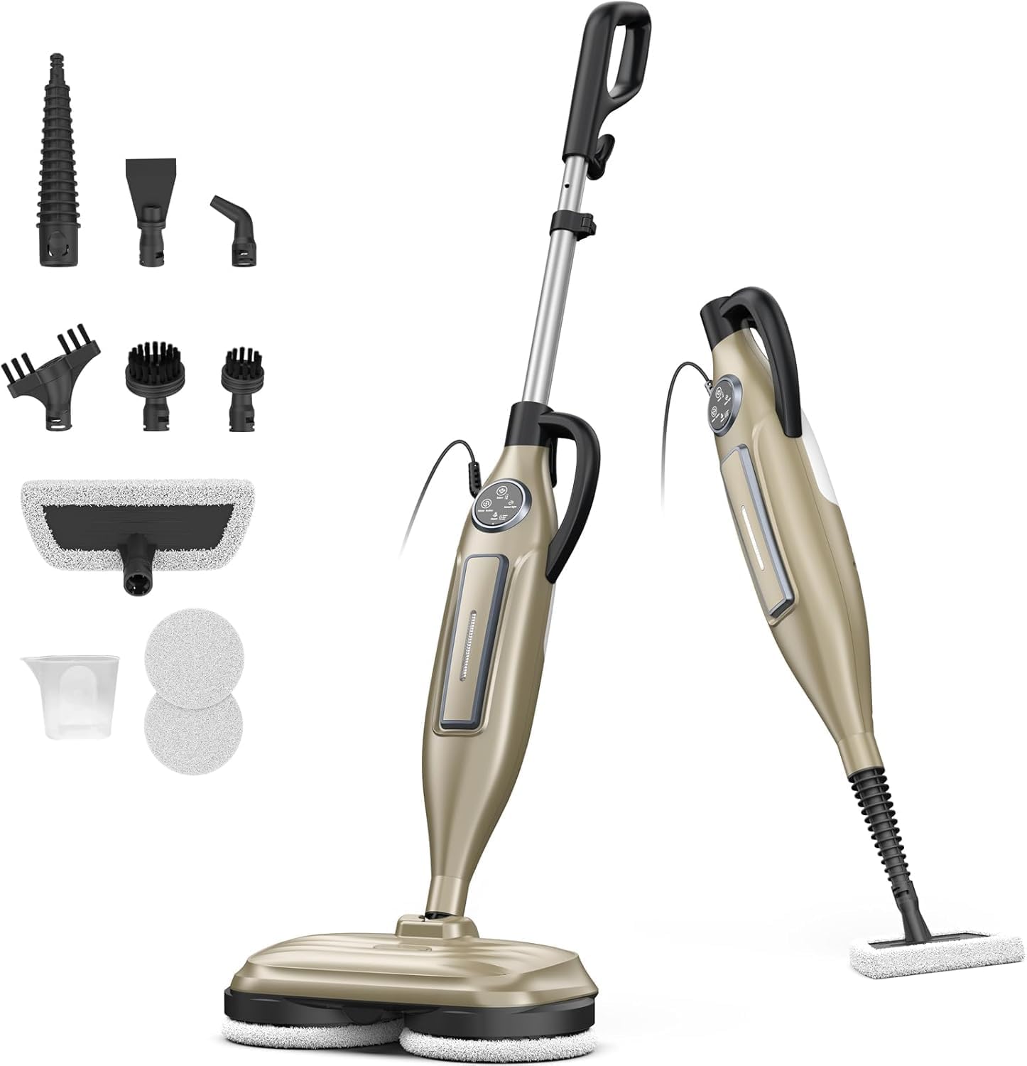 10-in-1 Scrubbing Steam Mop with Rotating Pads