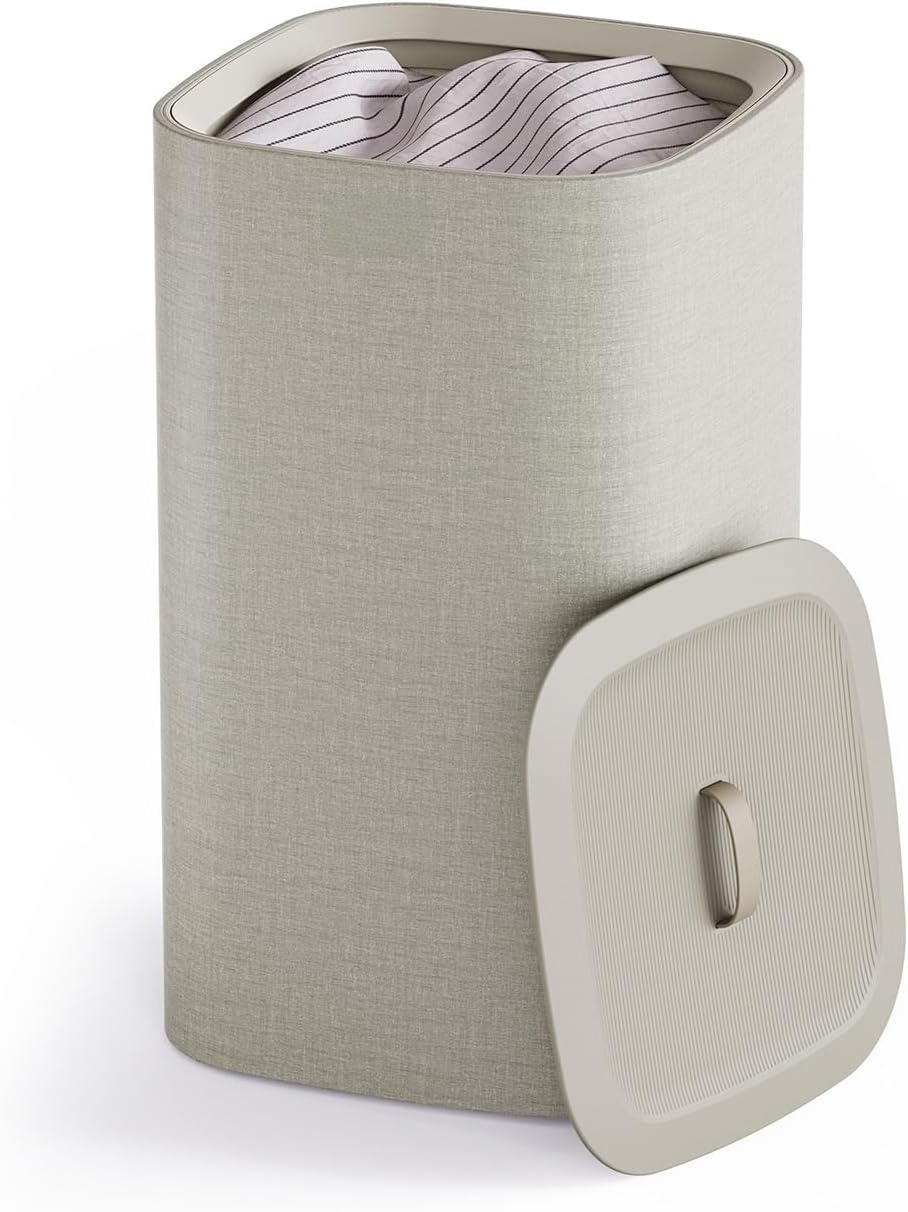 Laundry Hamper Separation Basket with lid, 2 Removable Washing Bags with Handles