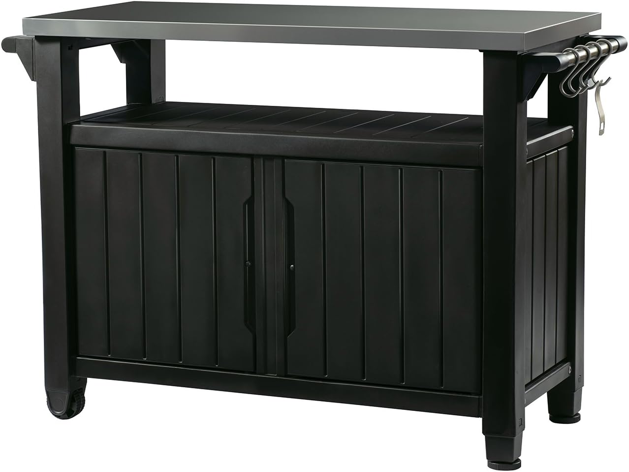 XL Stainless Steel Top Outdoor Rolling Kitchen Cart, Lockable Storage Cabinet for BBQ & Patio Use