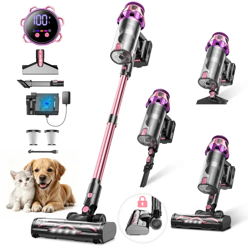 VICEASE Cordless Vacuum Cleaner - 450W, 33Kpa, LED Display