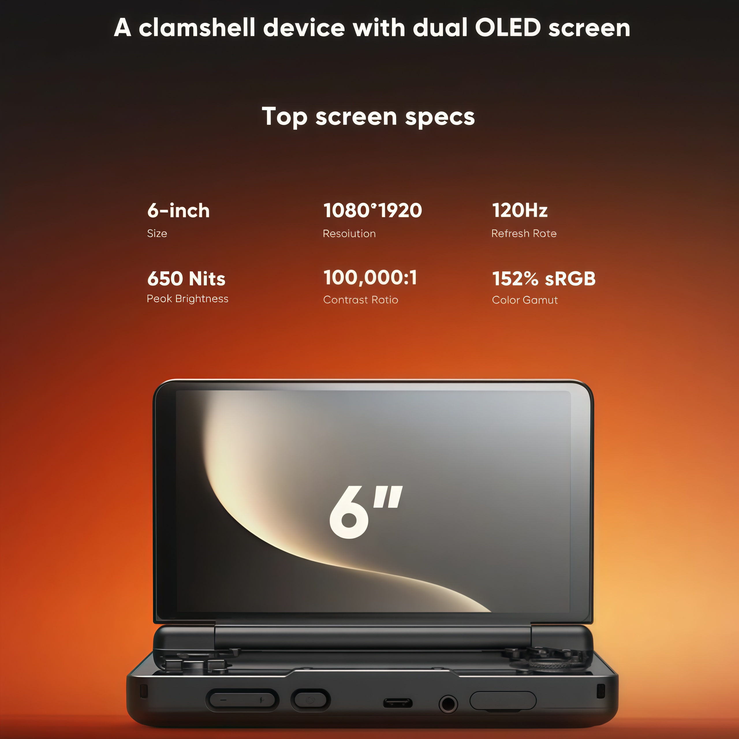 6AMOLED Dual Screen Gaming Handheld