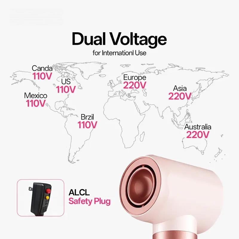 6‑in‑1 Hot Air Styler Set, Interchangeable Attachments for Drying Straightening Curling Volumizing, Negative‑Ion Hair Care, Dual‑Voltage Travel Hair Styling Tool with Storage Bag