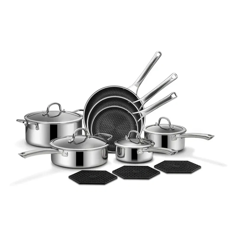 SNOWCLAD 10-Piece Non-Stick Hybrid Stainless Steel Cookware Set