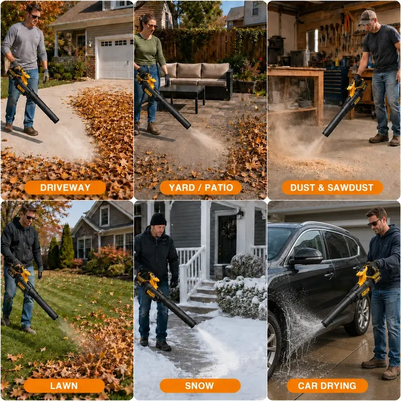 Smart Cordless Leaf & Light Snow Blower – 150 MPH, Dual 4.0Ah Batteries, LCD Control