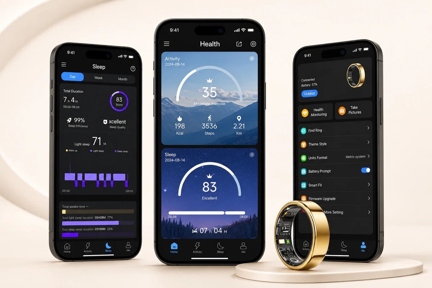 Smart Ring – Body Temperature, Heart Rate, SpO2, Sleep Tracker with IP68 Waterproof