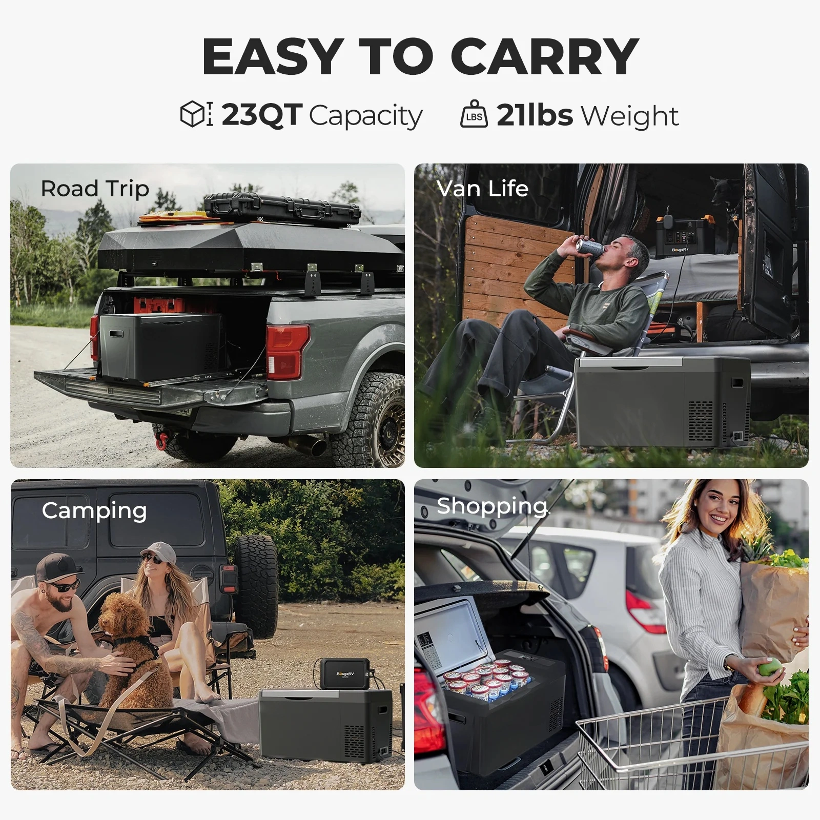 12V 23 Quart Portable Fridge Black For Travel