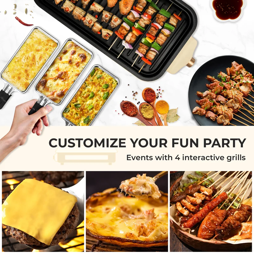 High-end Smokeless Electric Indoor Grill | 2-in-1 BBQ with Non-Stick Removable Plates & Temp Control Dishwasher Safe