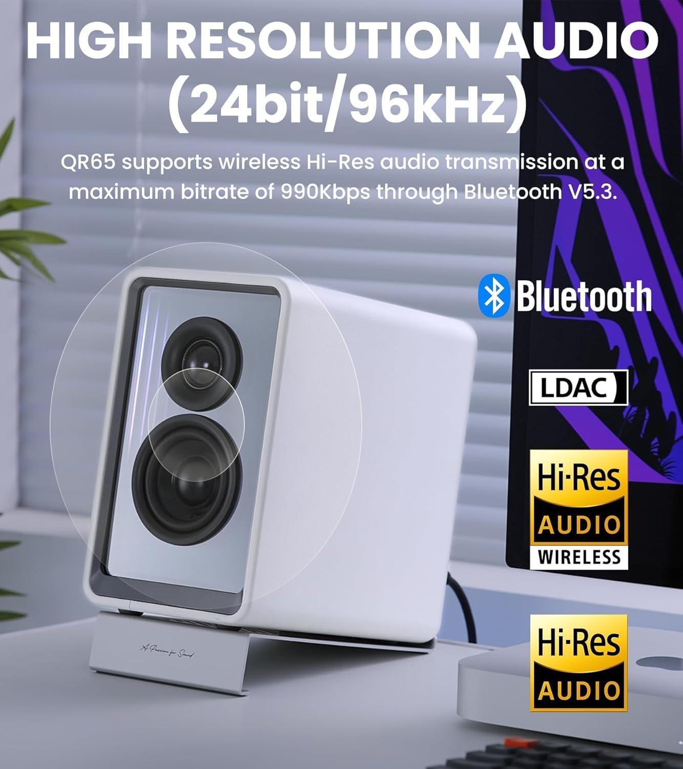 Active Design Monitor Speaker (70W) with RGB Light Effects, 3 TurboGaN USB Quick Charge Ports and Subwoofer Output