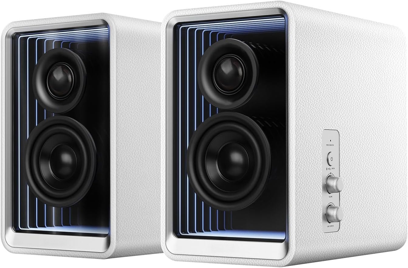 Active Design Monitor Speaker (70W) with RGB Light Effects, 3 TurboGaN USB Quick Charge Ports and Subwoofer Output