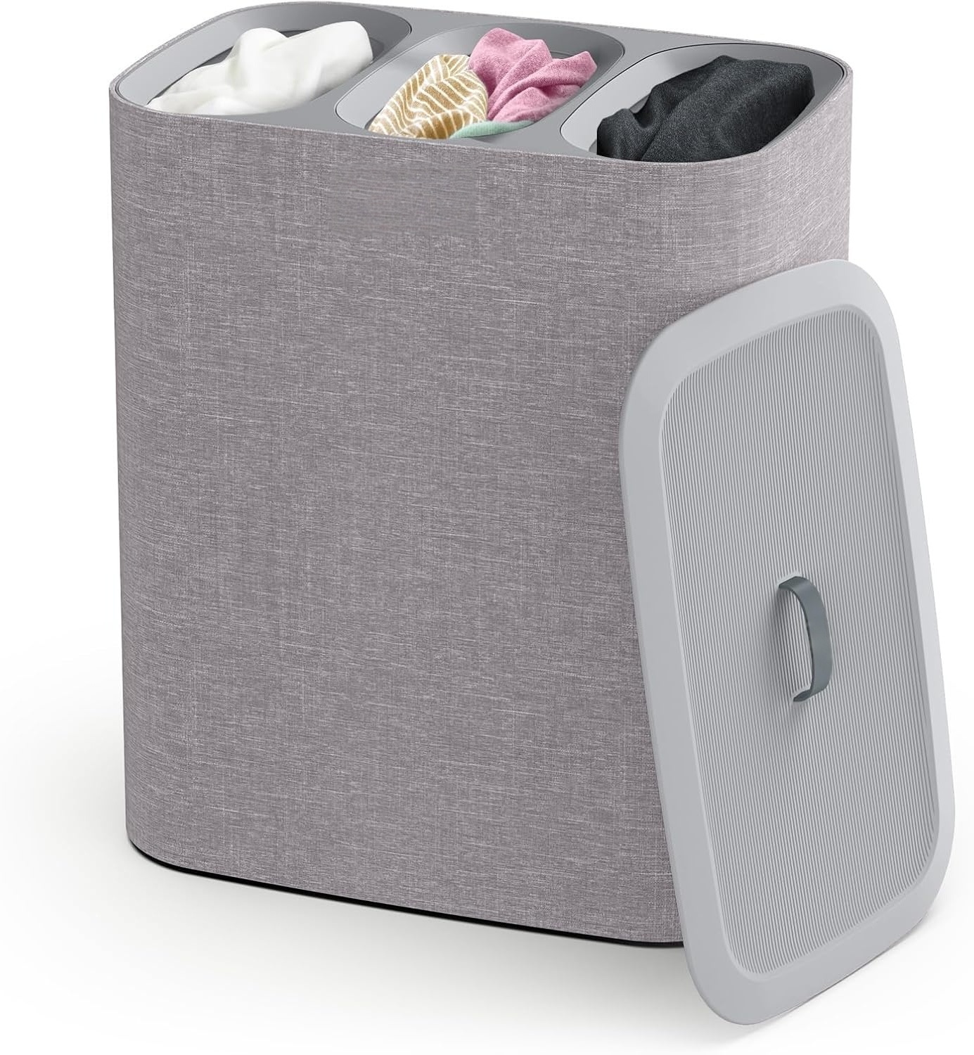 Laundry Hamper Separation Basket with lid, 2 Removable Washing Bags with Handles