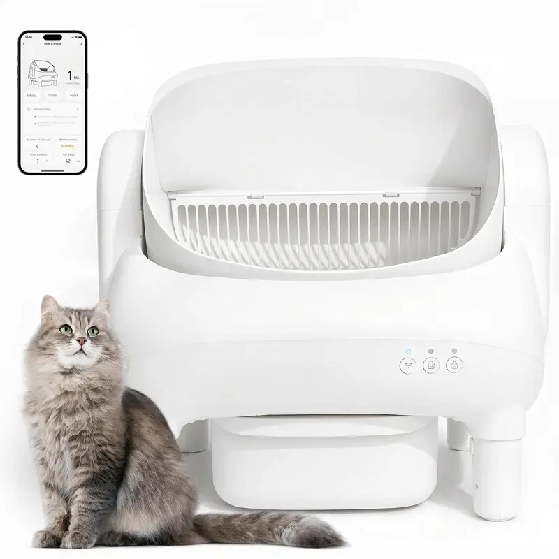 Open-Top Automatic Smart Self-Cleaning Litter Box for Multi-Cat Homes | WiFi APP Control, Odor Isolation, Dual Safety Protection, 10.5L Sealed Waste Bin
