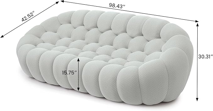 3D Honeycomb Shape Curved Couch for Living Room/Apartment/Small Space