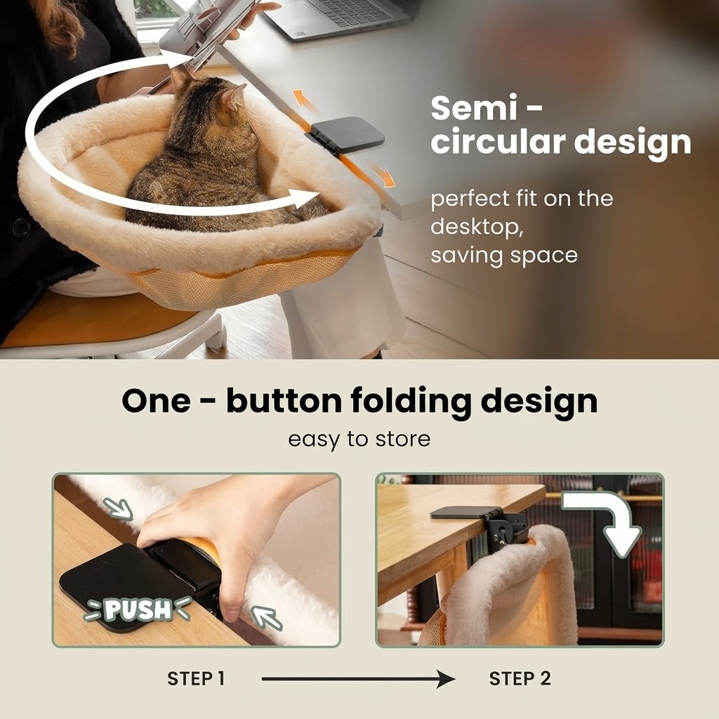 Viral on TikTok! 🐾 The Ultimate Semi-Circular Cat Desk for "Immersive" Co-working!