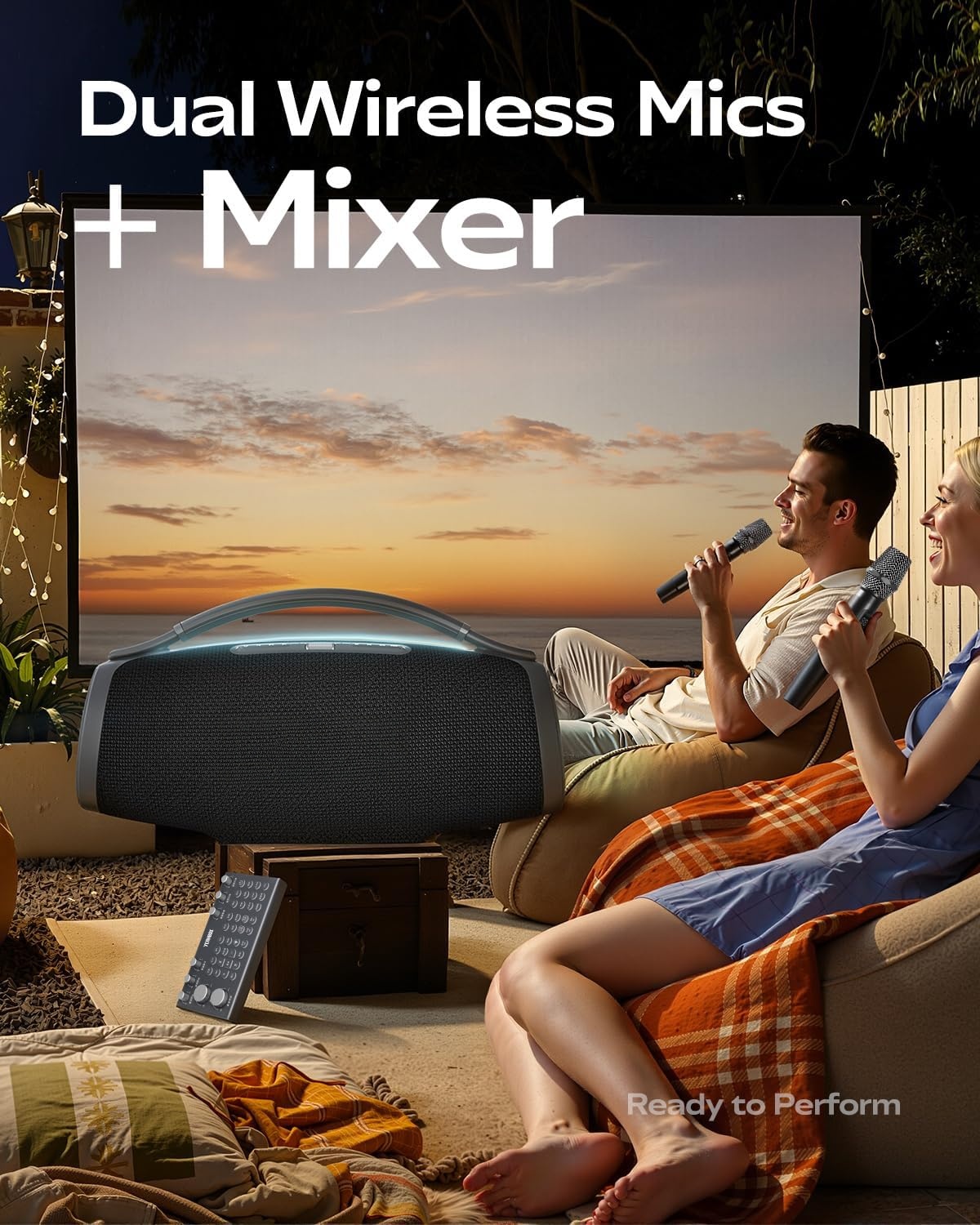 🔥Portable Bluetooth speaker, equipped with a mixer, purchased today with two complimentary microphones🔥