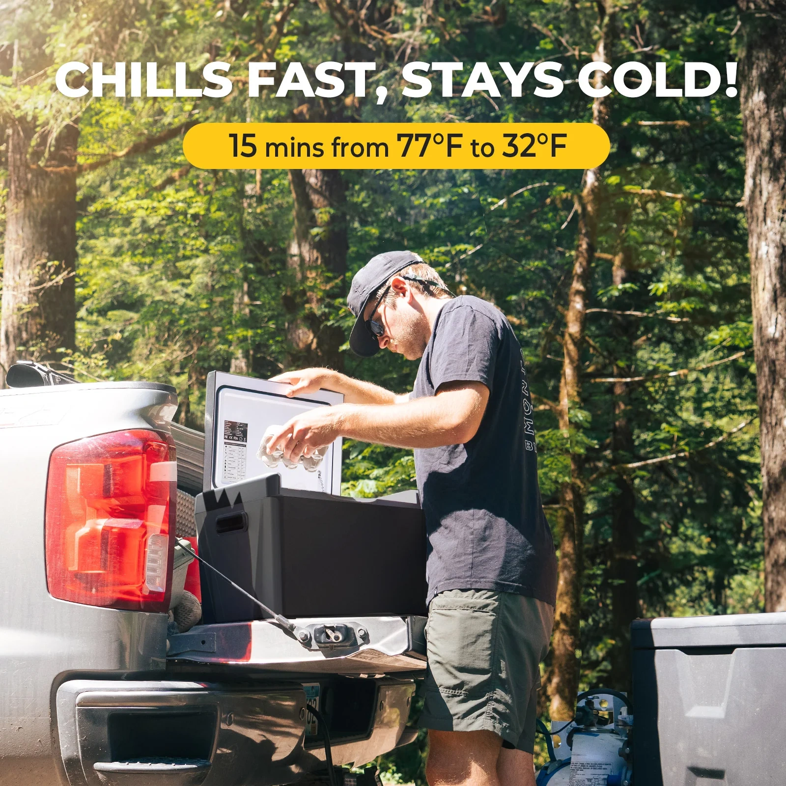12V 23 Quart Portable Fridge Black For Travel