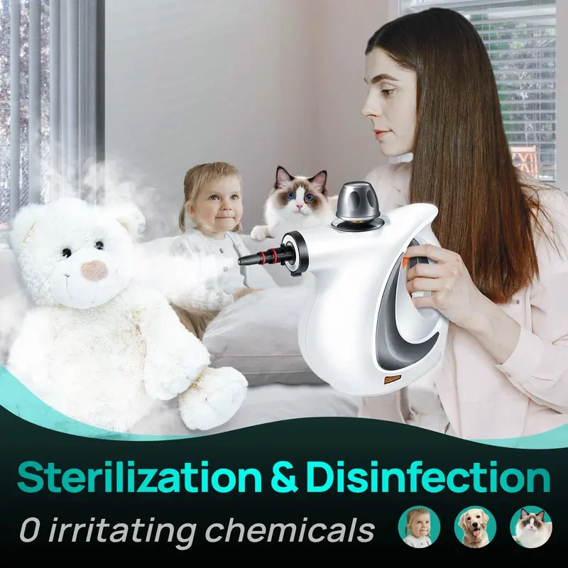 Handheld Steam Cleaner, 1050W High‑Pressure Steam Cleaning Tool, 12‑Piece Accessory Kit, Chemical‑Free for Home Kitchen Bathroom Car Interior Cleaning
