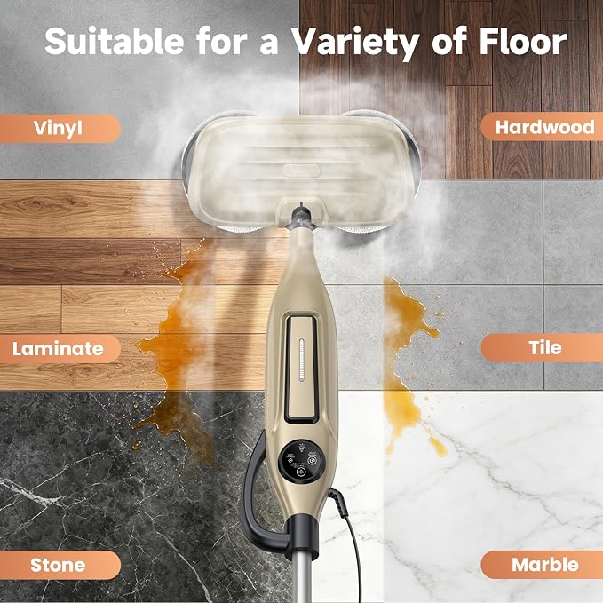 10-in-1 Scrubbing Steam Mop with Rotating Pads