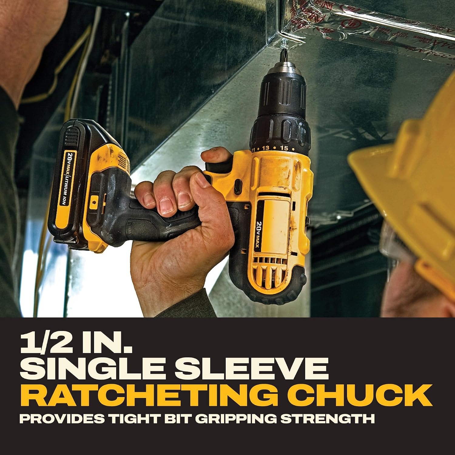 20V Lithium‑Ion Cordless Drill Driver, 2‑Speed 0‑450/1500RPM, 1/2" Ratcheting Chuck, Compact Lightweight Drill for Home DIY & Light Construction, Battery & Charger Included