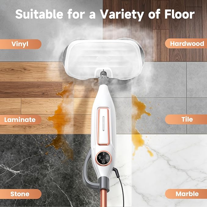 10-in-1 Scrubbing Steam Mop with Rotating Pads