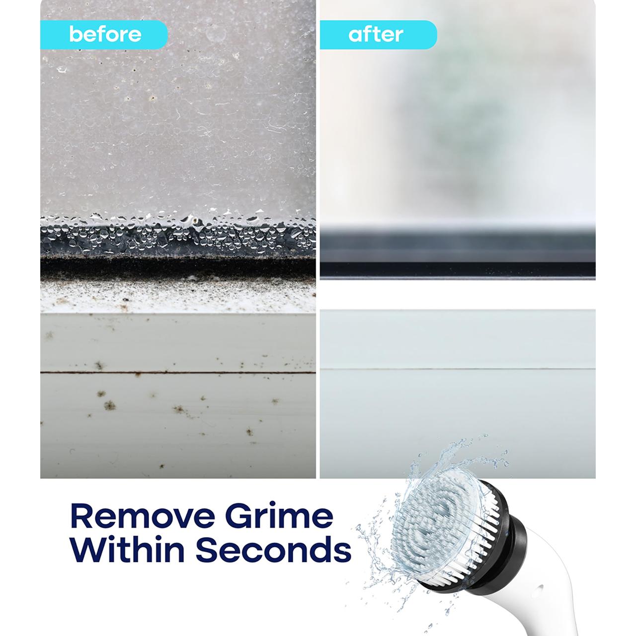 Electric Spin Scrubber Cordless Shower Cleaner with 8 Replaceable Brush Heads,3-Length Extendable Handle,Dual Speed,IPX7 Waterproof LED Display Cleaning Tool for Bathroom,Kitchen,Tub,Tile,Car & More,Cleaning Set,DealsForYouDays