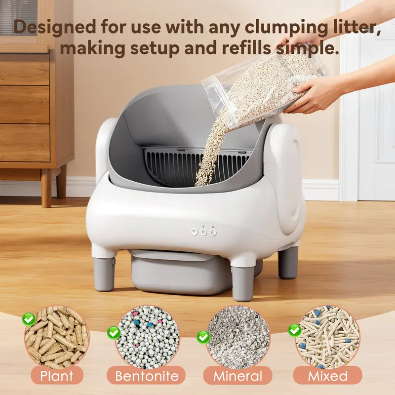 Open-Top Automatic Smart Self-Cleaning Litter Box for Multi-Cat Homes | WiFi APP Control, Odor Isolation, Dual Safety Protection, 10.5L Sealed Waste Bin