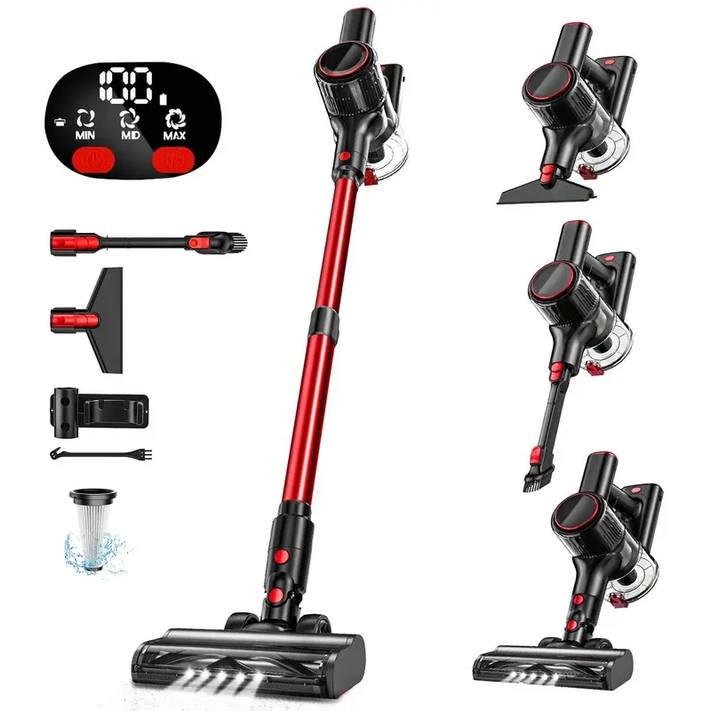 VICEASE Cordless Vacuum Cleaner - 450W, 33Kpa, LED Display