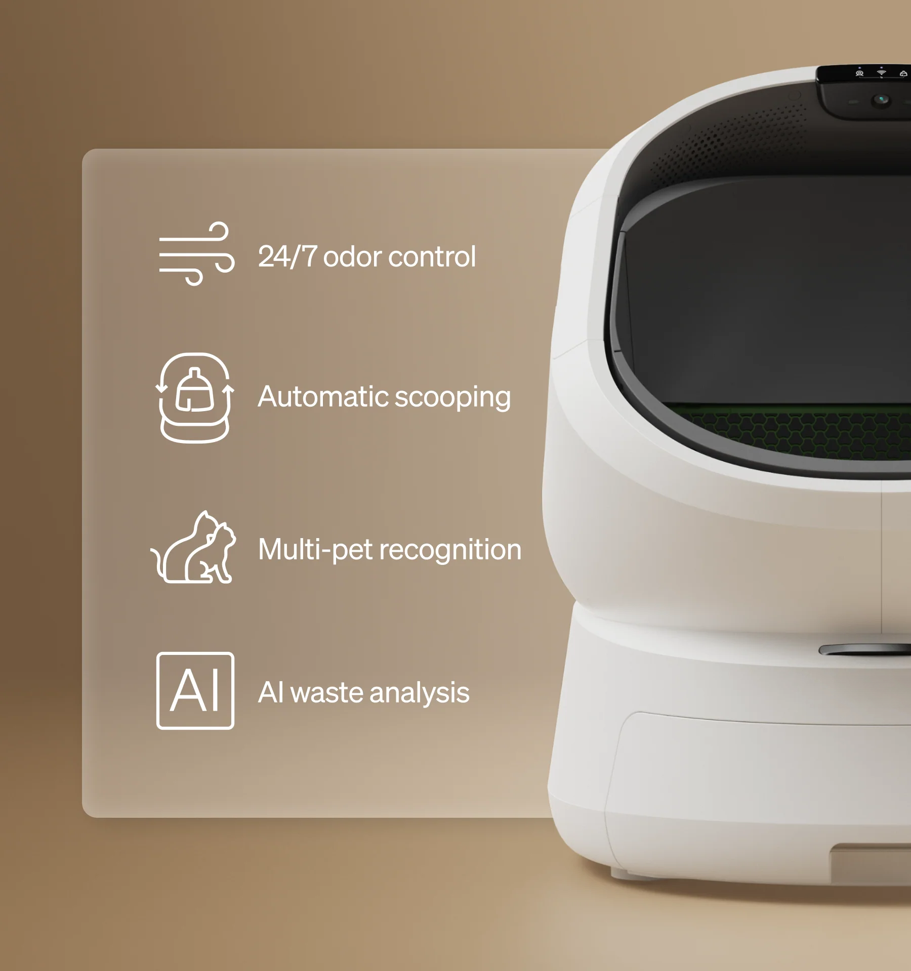 Smart Self-Cleaning Litter Box – AI Camera & Auto Odor Control