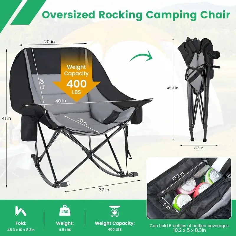 MOPHOTO XXL Oversized Rocking Camping Chair - 400 lbs Support
