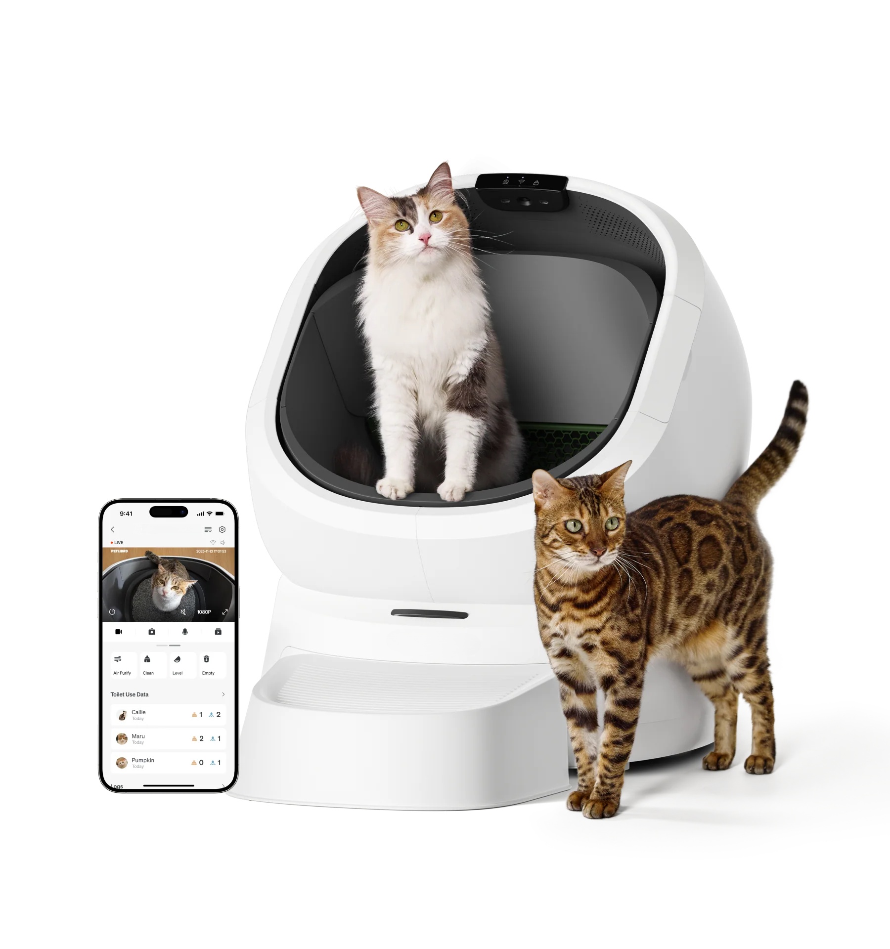 Smart Self-Cleaning Litter Box – AI Camera & Auto Odor Control