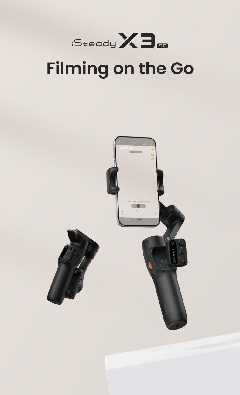 hohem iSteady X3 SE Gimbal Stabilizer for iPhone & Android, Smartphone Foldable Gimbal with Detachable Remote Control, Portable Foldable 3-Axis Phone Gimbal for Android & iPhone17 series, Ideal for Travel Vlogging
