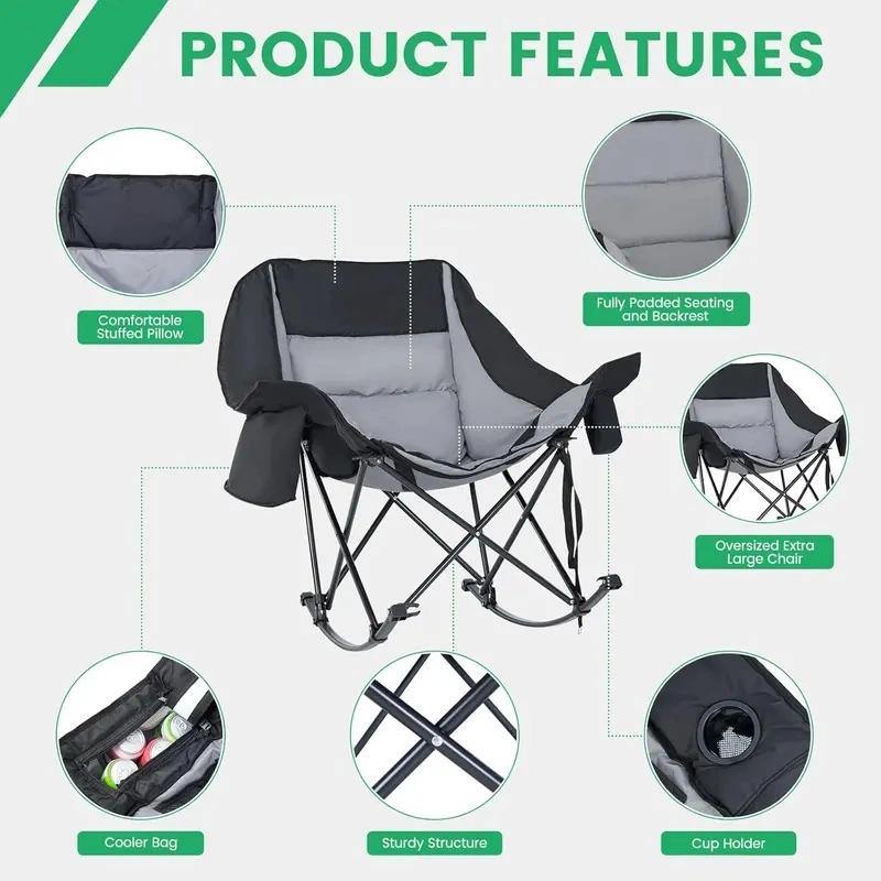 MOPHOTO XXL Oversized Rocking Camping Chair - 400 lbs Support