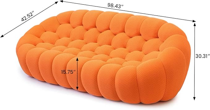 Three-seater bubble sofa with dimension callouts