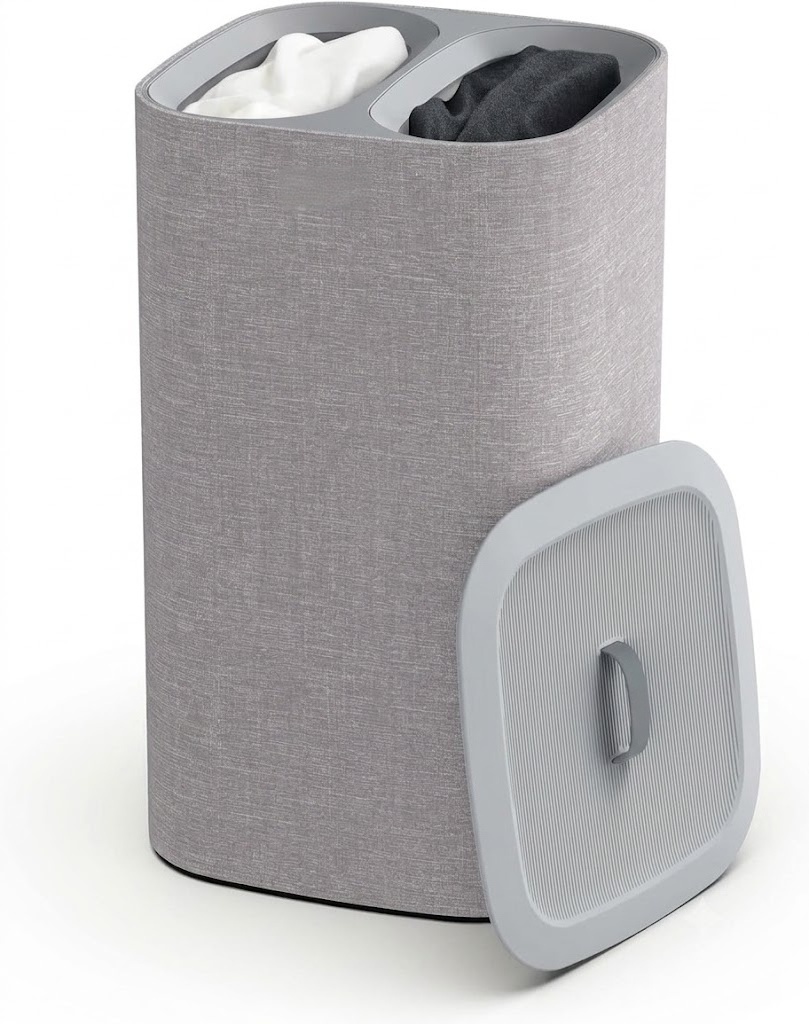 Laundry Hamper Separation Basket with lid, 2 Removable Washing Bags with Handles