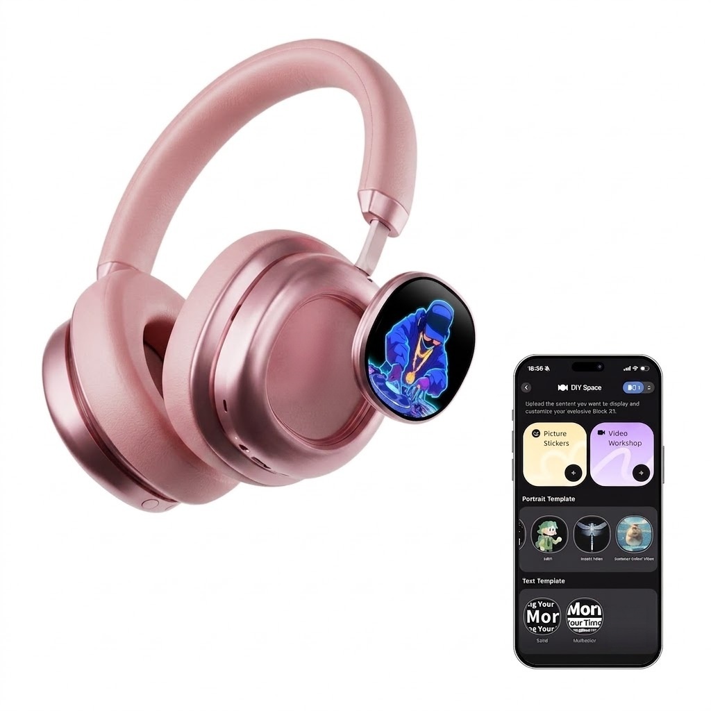 Wireless Over Ear Headphones Noise Cancelling OLED Touchscreen