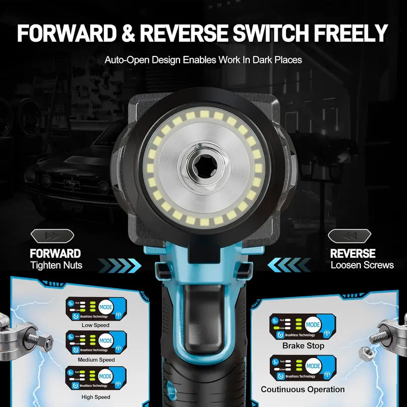 Lightweight 3.66lbs Cordless Brushless Impact Wrench, 700Nm Max Torque with Dual 4.0Ah Batteries, LED Work Light & Complete Storage Toolbox for Auto & Home Repair