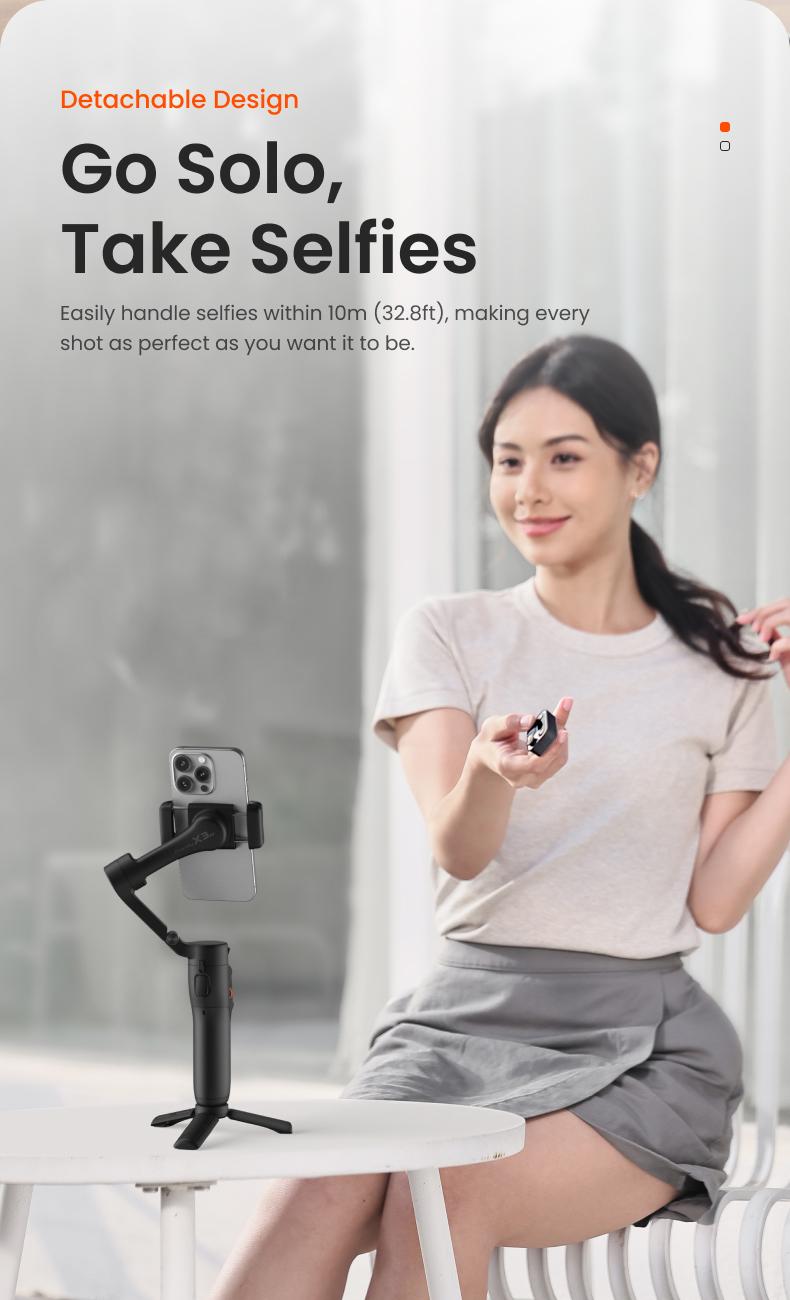 hohem iSteady X3 SE Gimbal Stabilizer for iPhone & Android, Smartphone Foldable Gimbal with Detachable Remote Control, Portable Foldable 3-Axis Phone Gimbal for Android & iPhone17 series, Ideal for Travel Vlogging