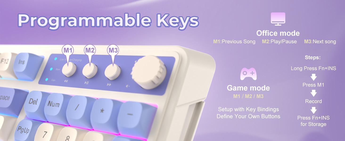 [Restock]AULA S99 Key Keyboard, Tri-Mode Bluetooth/2.4GHz/USB-C Cute Creamy Gaming Keyboard with Number Pad RGB Backlit, Media Knob Custom for MAC Xbox PC Gamer Valentine's Day gift S99 Keyboard Fixed Keycaps & Switches (Non-Replaceable)