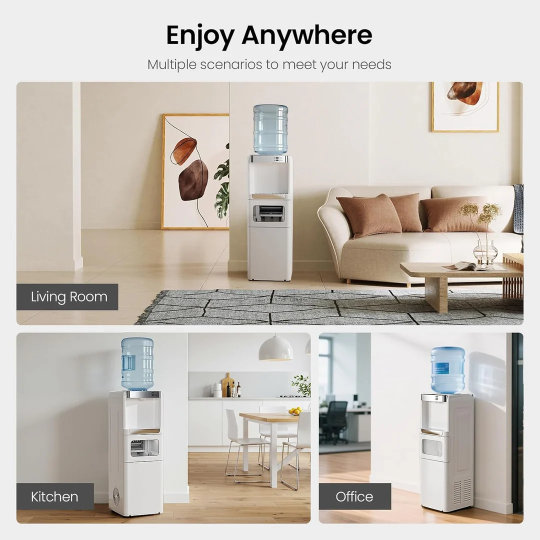  3-In-1 Water Dispenser with Built-In Ice Maker, Water Cooler Dispenser