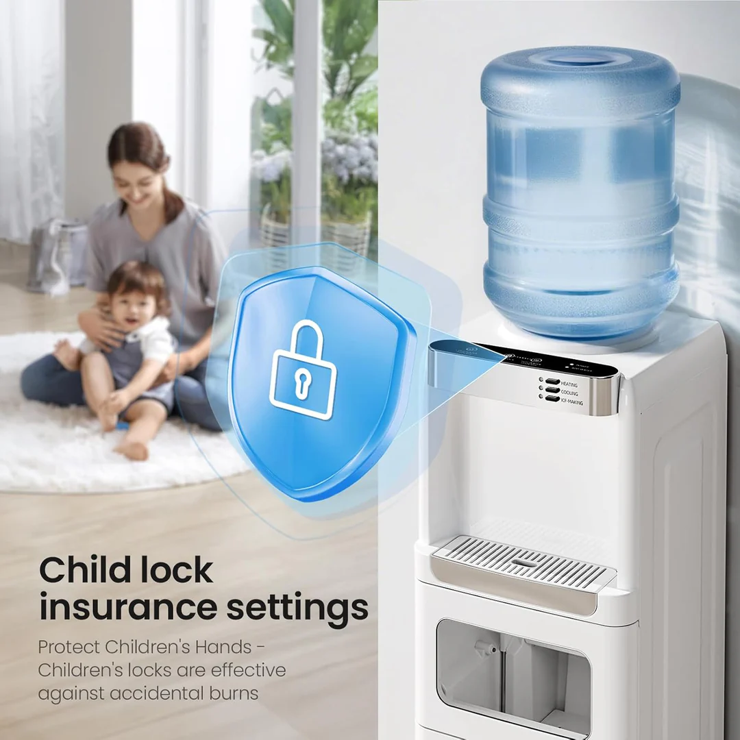  3-In-1 Water Dispenser with Built-In Ice Maker, Water Cooler Dispenser