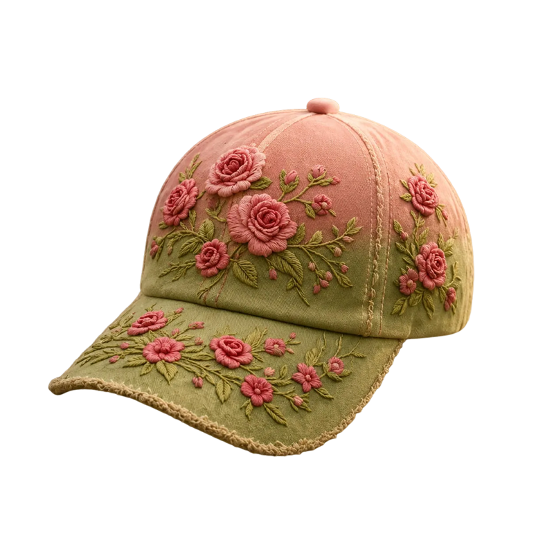 Women’s Vintage Floral Embroidered Patchwork Baseball Cap 🌸